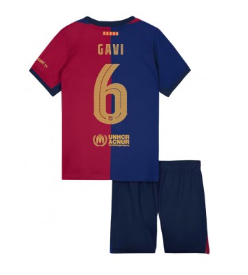 Barcelona Paez Gavi #6 Replica Home Stadium Kit for Kids 2024-25 Short Sleeve (+ pants)